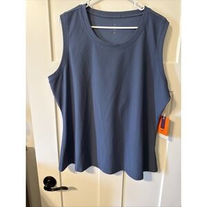 Freely Haven Ribbed Athletic Tank Top Blue 2X NWT